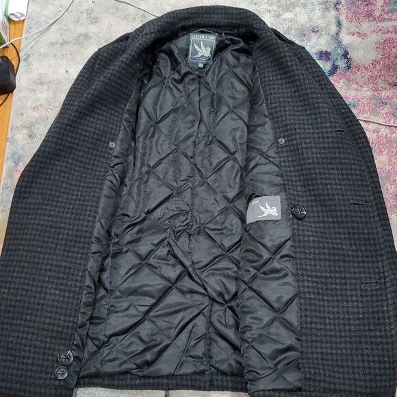 I Spiewak & Sons Wool Pea Coat with Houndstooth Pattern Size XL - Picture 11 of 16